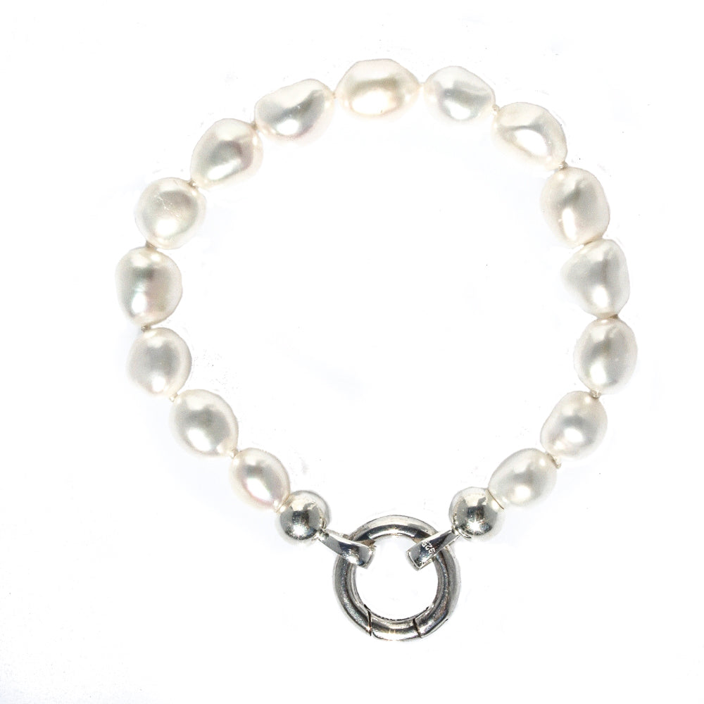 Freshwater keshi pearl bracelet with sterling silver clasp – Australian beach jewellery