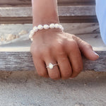 Irregular baroque freshwater pearl bracelet close-up with silver clasp