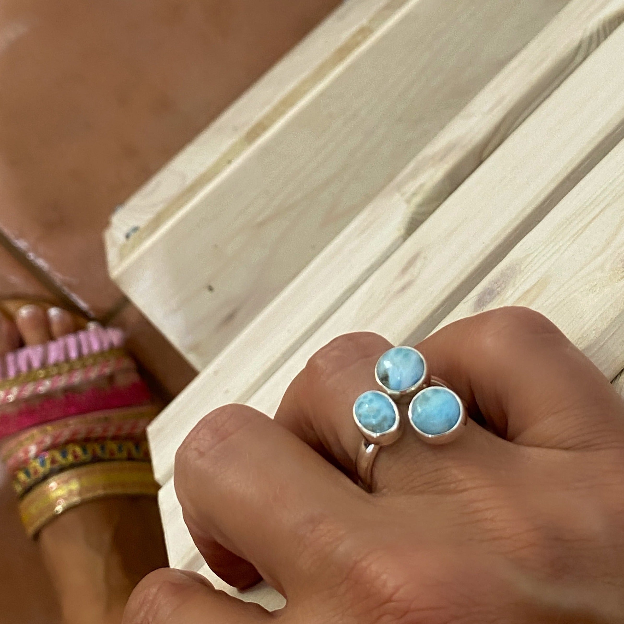 larimar ring in sterling silver 