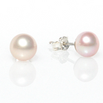 dainty pink pearl studs