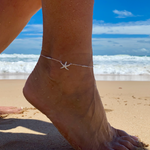 beachy starfish anklet with pearls