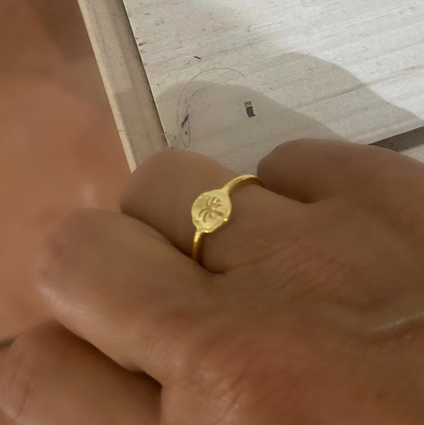 gold palm tree ring