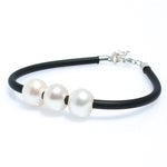 Sunset Shores pearl neoprene bracelet with three freshwater pearls and sterling silver clasp