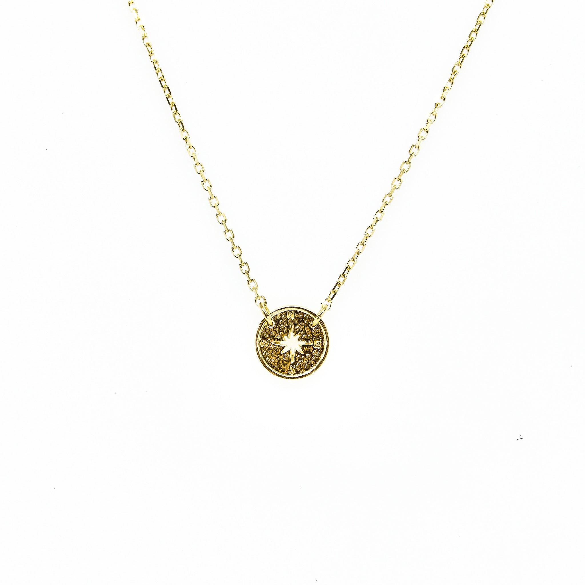 “Gold Wanderlust compass necklace in gold vermeil designed in Broome Western Australia”
